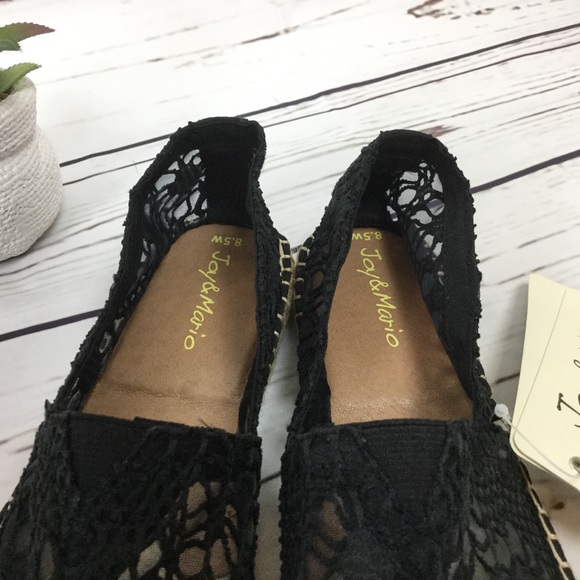 NWB Joy&Mario Black Lace Espadrilles, Size 8.5 - Picture 6 of 6